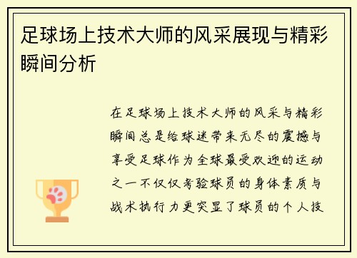 足球场上技术大师的风采展现与精彩瞬间分析